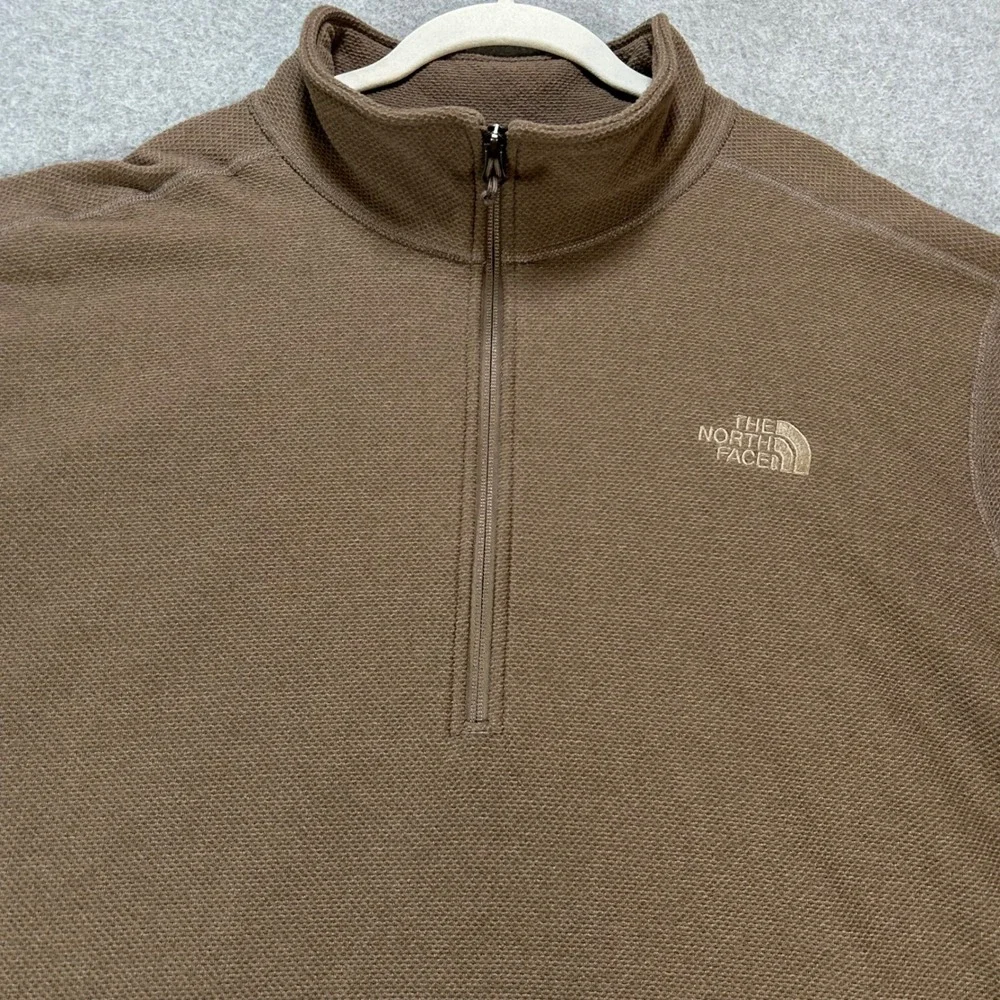 The North Face Pullover 1/4 Zip Mens XXL Brown Waffle Fleece Hiking Outdoor